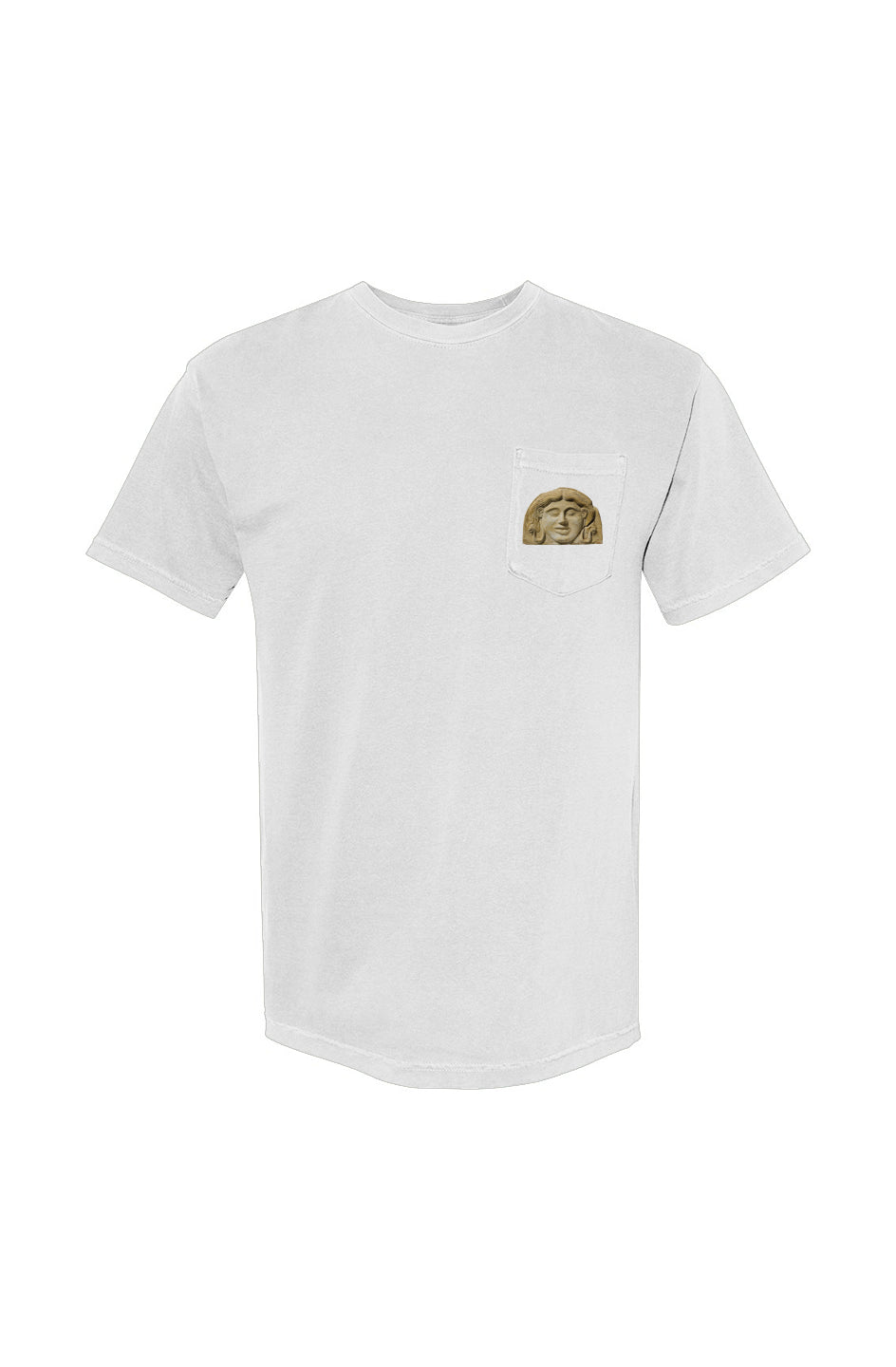 Medusa Print Heavyweight Pocket-T-Shirt. Color white.