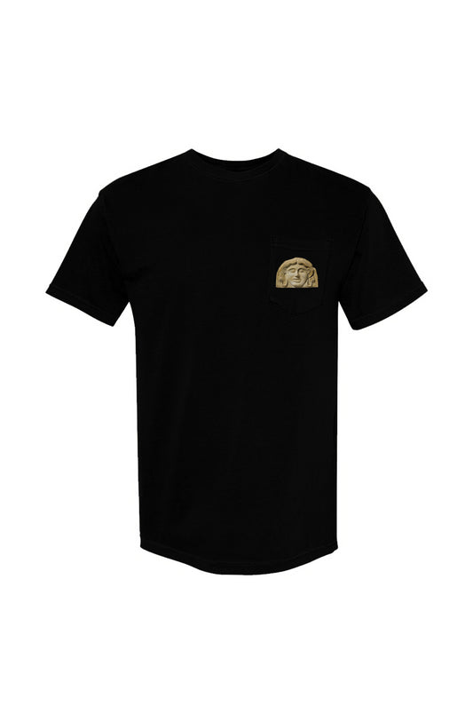 Medusa Print Heavyweight Pocket-T-Shirt. Black color.