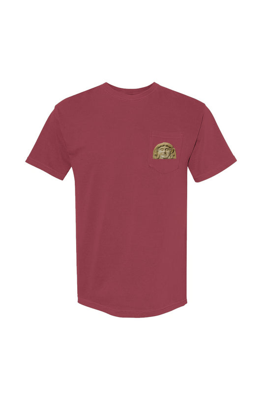 Medusa Print Heavyweight Pocket-T-Shirt. Crimson color.